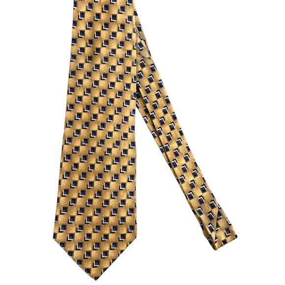 Men’s Pierre Cardin yellow & blue geometric tie - Picture 5 of 6